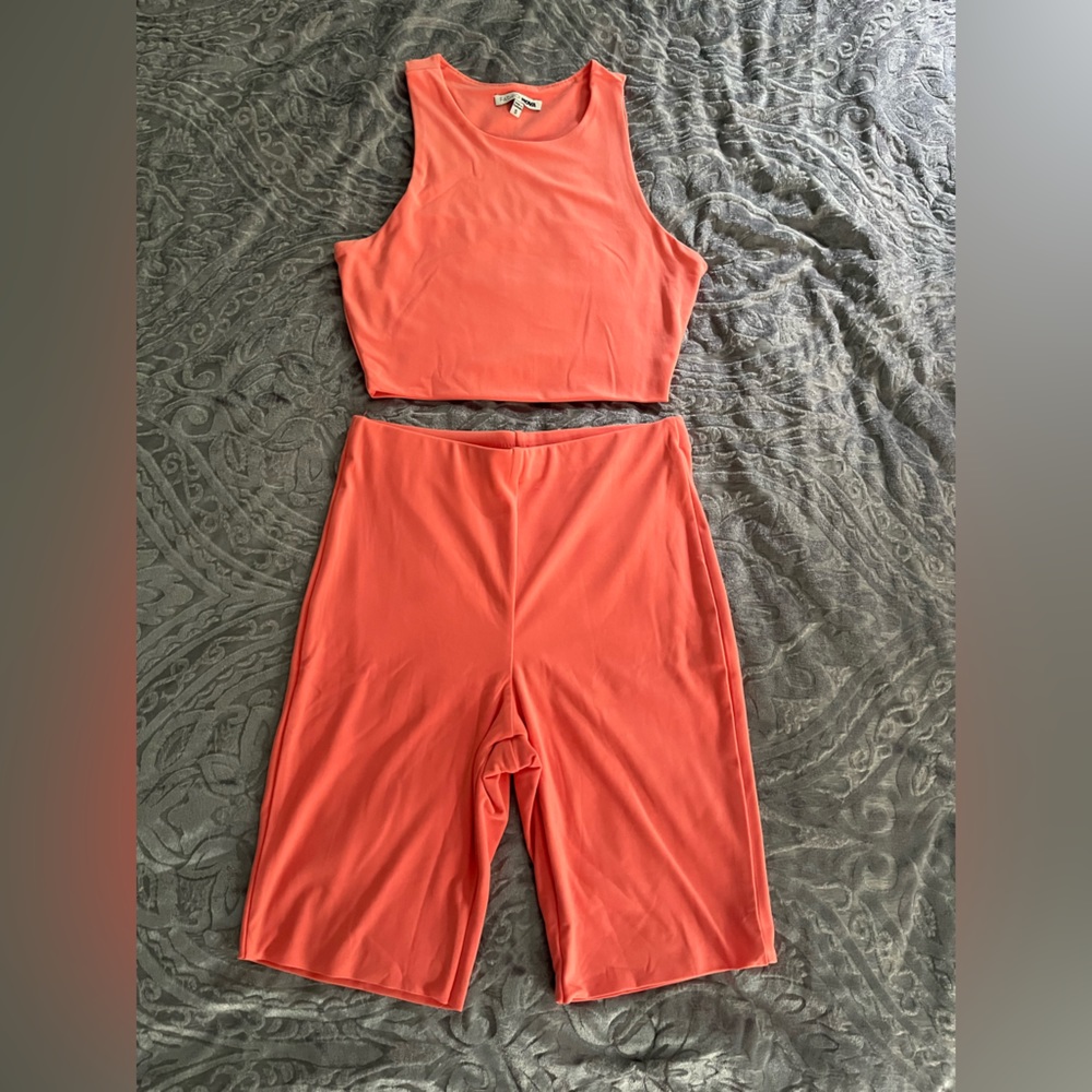 Coral bike short matching set size small